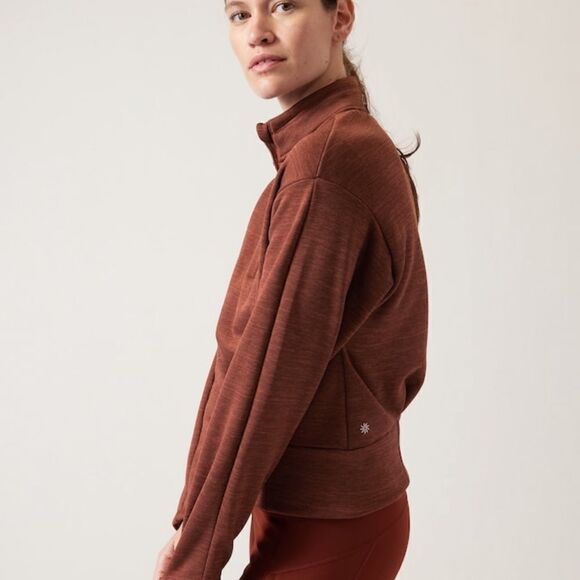 NWT Athleta Altitude Polartec Half Zip Sweatshirt Mahogany Brown L - Picture 3 of 7